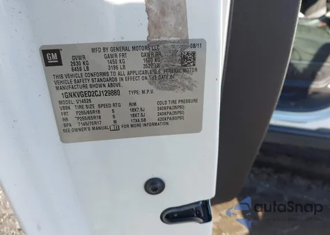 2012 Chevrolet Traverse 1Lt from USA, damaged, VIN 1GNKVGED2CJ129880